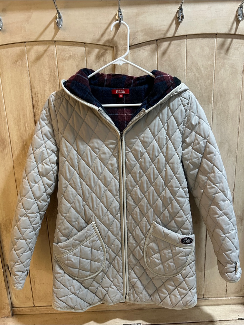 Indigo Bank- Womeo Vintage Cream Quilted Hooded Jacket -Size Small